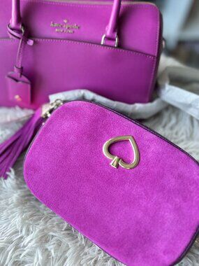 Kate Spade Purple Kourtney Leather And Suede Camera Bag - Brand New